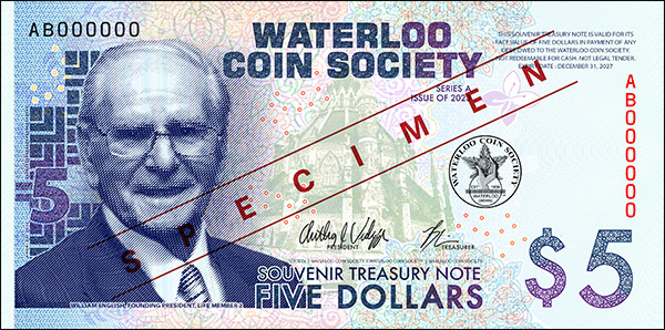 W.C.S. $5 Souvenir Treasury Note, Front